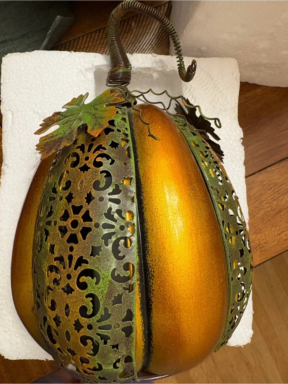 Vintage Autumn Metal Pumpkin Accent